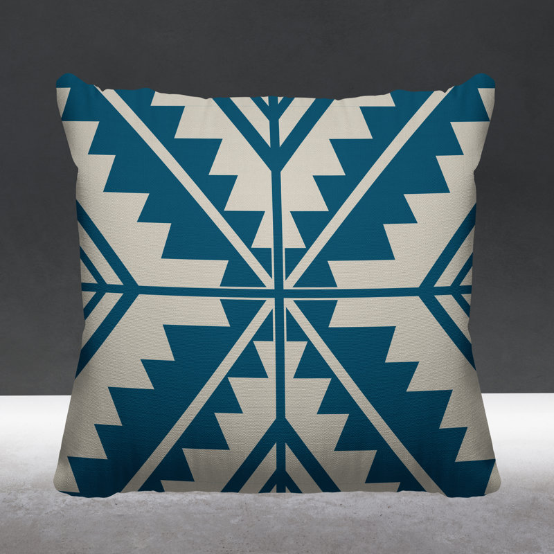 Coussin décoratif intérieur / extérieur Tala Southwestern, L 19 po x H 19 po, Turquoise