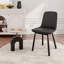 Ensemble de 2 chaises de salle à manger modernes en similicuir noir minimaliste-180123736