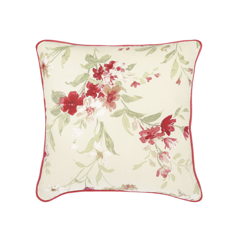 Floral Square Throw Cushion, Red