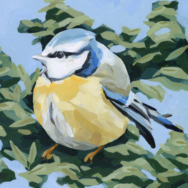 Painterly Bird II, H 36 po x l 36 po