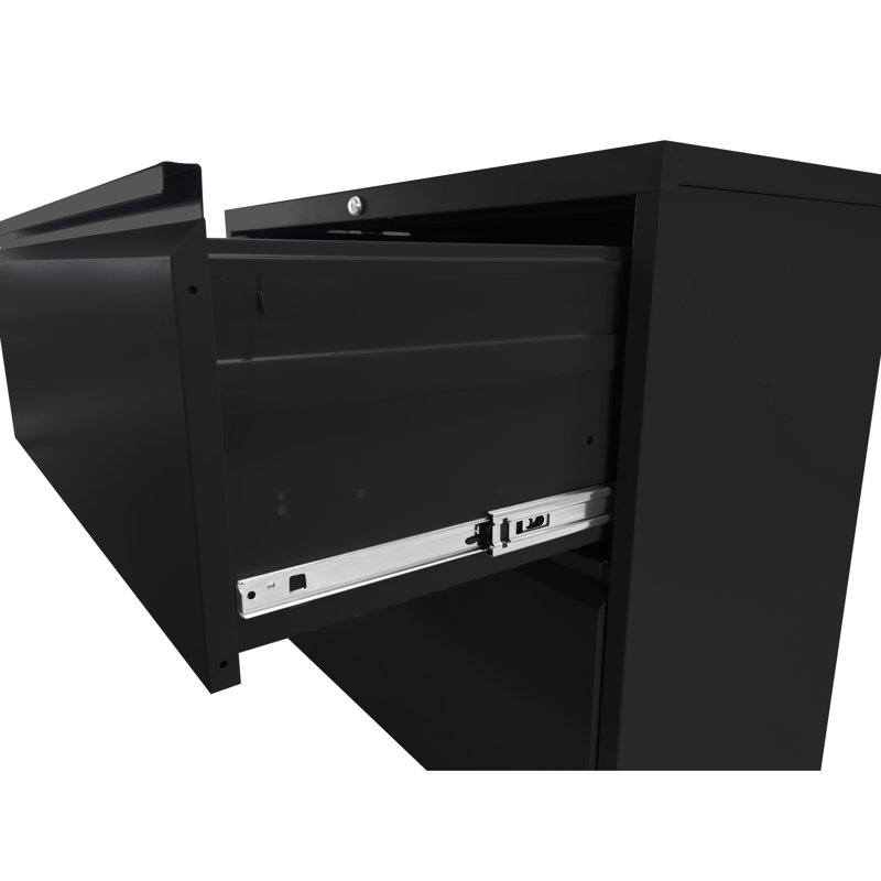 Lockable Metal 3 Drawer Filing Cabinet, Black, For Office Efficiency Modern Black File Cabinet With Locking Function, Black