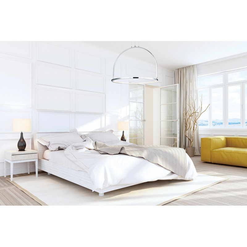 Luminaire suspendu géométrique à 1 lumière unique à DEL Rogalski, H 31,5 po x l 40 po x P 40 po
