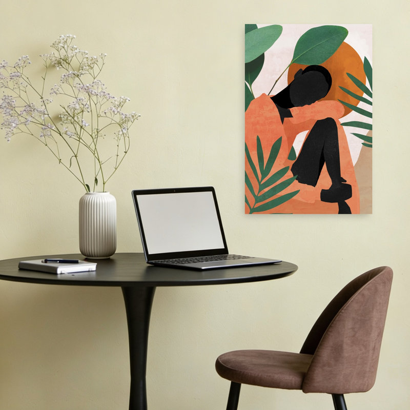 Quiet Tropical Moment Abstract Minimalist Modern Nature Tropical Wall Art Print 1 Piece Wrapped Canvas Wall Art