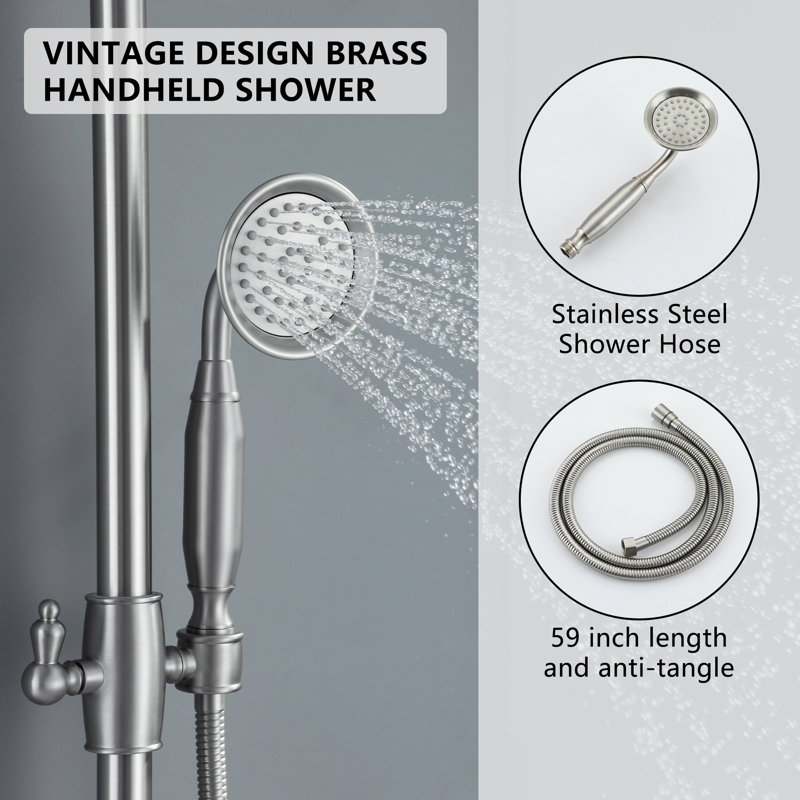 Brushed Nickel Dual Rain and Handheld Shower System