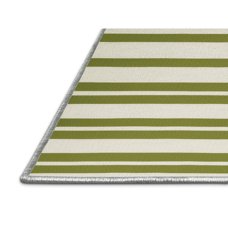 Tapis beige à rayures horizontales lavable à la machine, Rectangle 4 pi x 6 pi