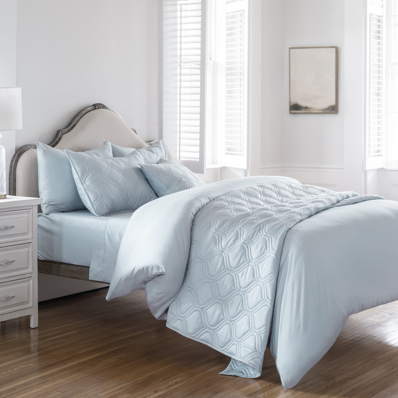Portia Cotton Sheet Set, King Sheet Set + Fitted Sheet + 2 Pillowcases, Cream