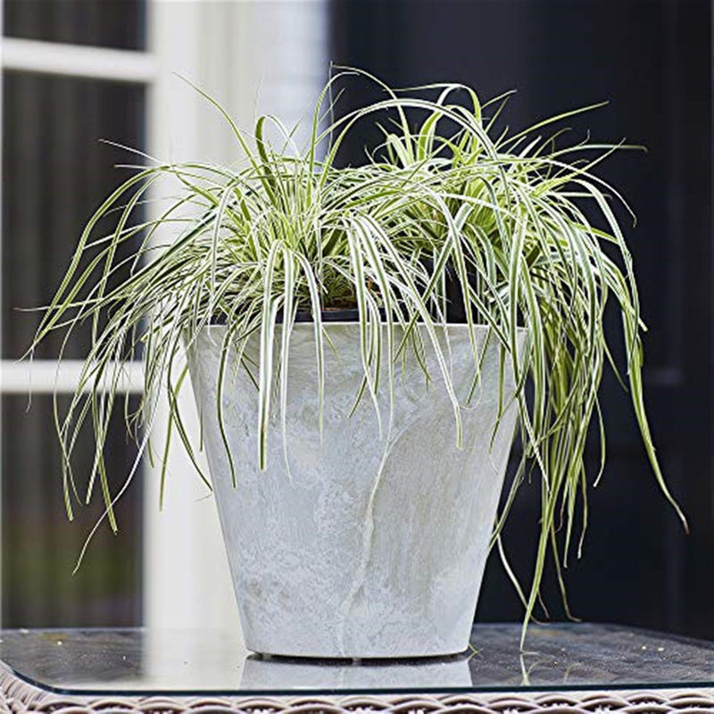 Burkett Self-Watering Stone Pot Planter, 6" H x 6.5" W x 6.5" D, Gray