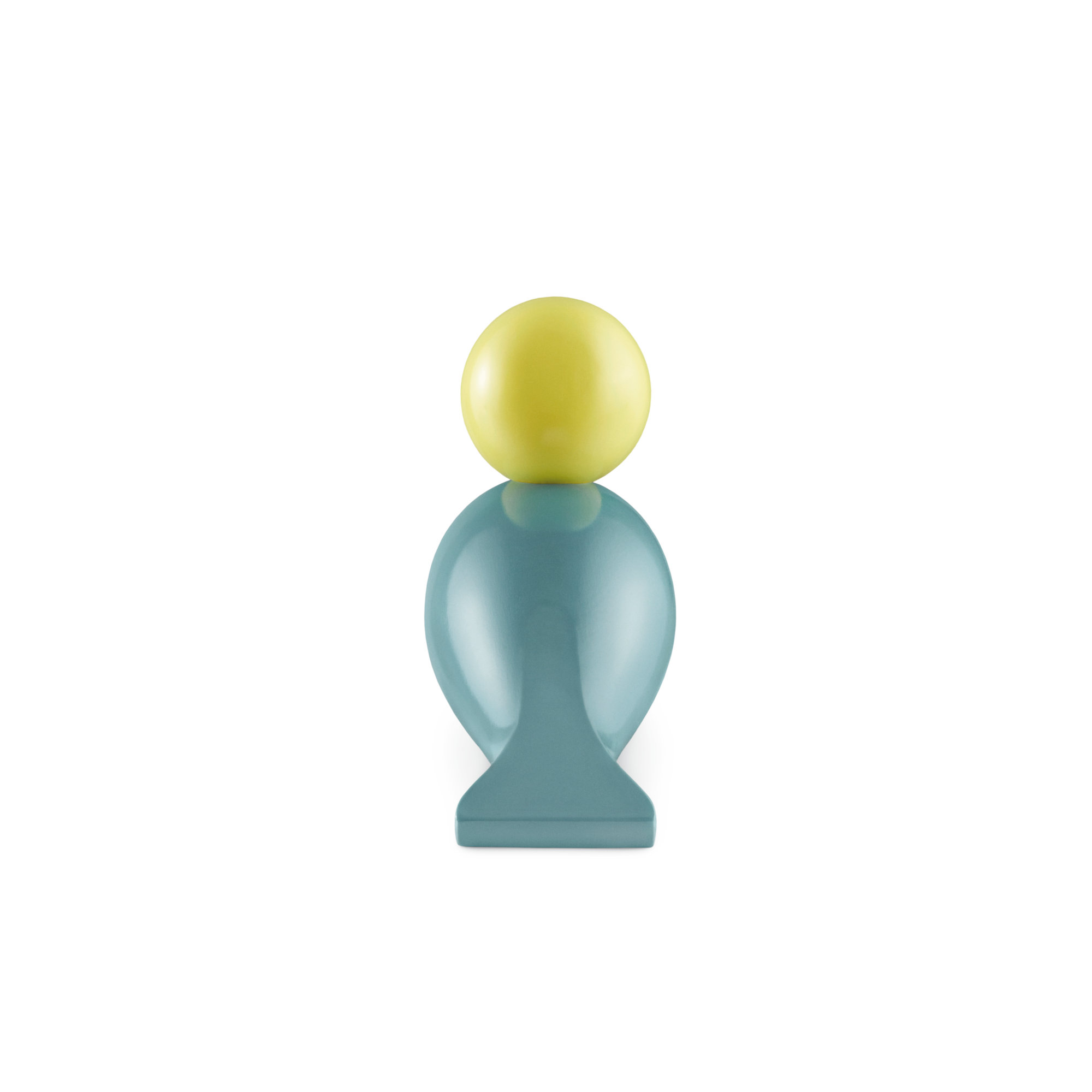 Kay Bojesen Songbird, Turquoise/Yellow, 1, 6.1" H x 6.3" W x 3.1" D