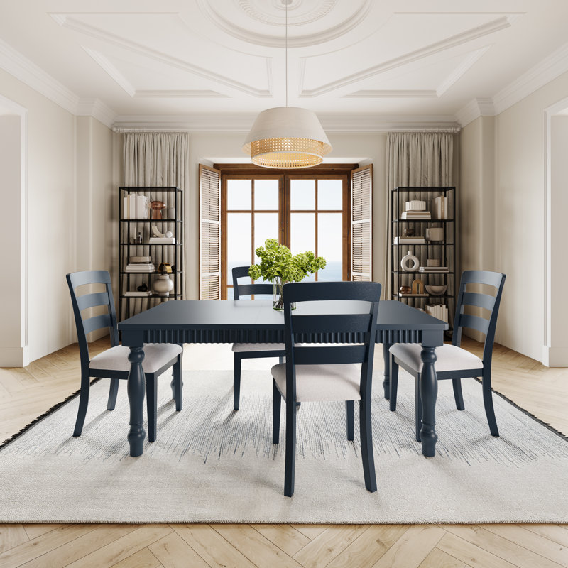 Ensemble de salle à manger à rallonge cinq pièces Alper, 5 pièces: table, 4 chaises, Marine