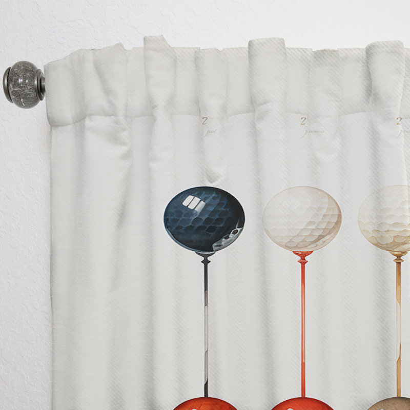 Rideau moderne en velours obscurcissant Kydd Minimalisme Golf Tees IV - 1 panneau, L 52 po x L 63 po