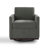 Modern Upholstered Dark Gray Square Swivel Armchair with Matel Base-1911173915