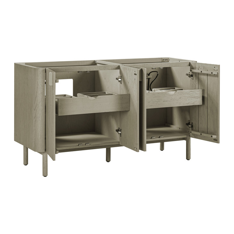 Blakely 60'' Double Bathroom Vanity Base Only, Gray