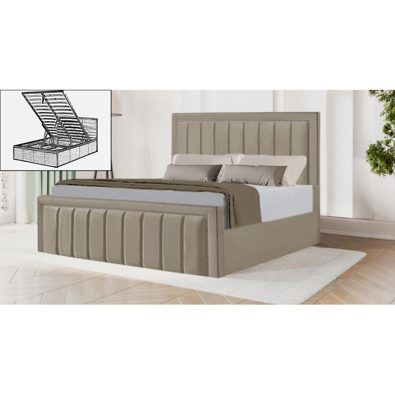 Luciana Upholstered Ottoman Storage Bed, Single (3'), Coffee