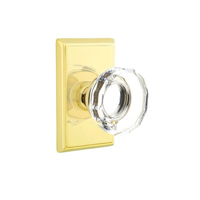 Emtek Privacy Knobset w/ Rectangular Rosette and Lowell Glass Knob