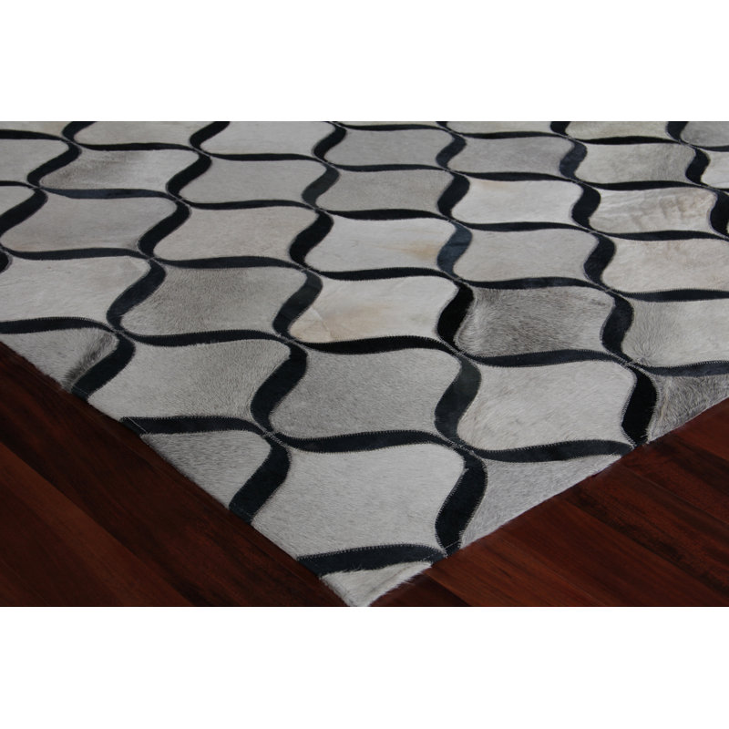 Natural Hide Cowhide Geometric Area Rug, Rectangle 11'6" x 14'6"