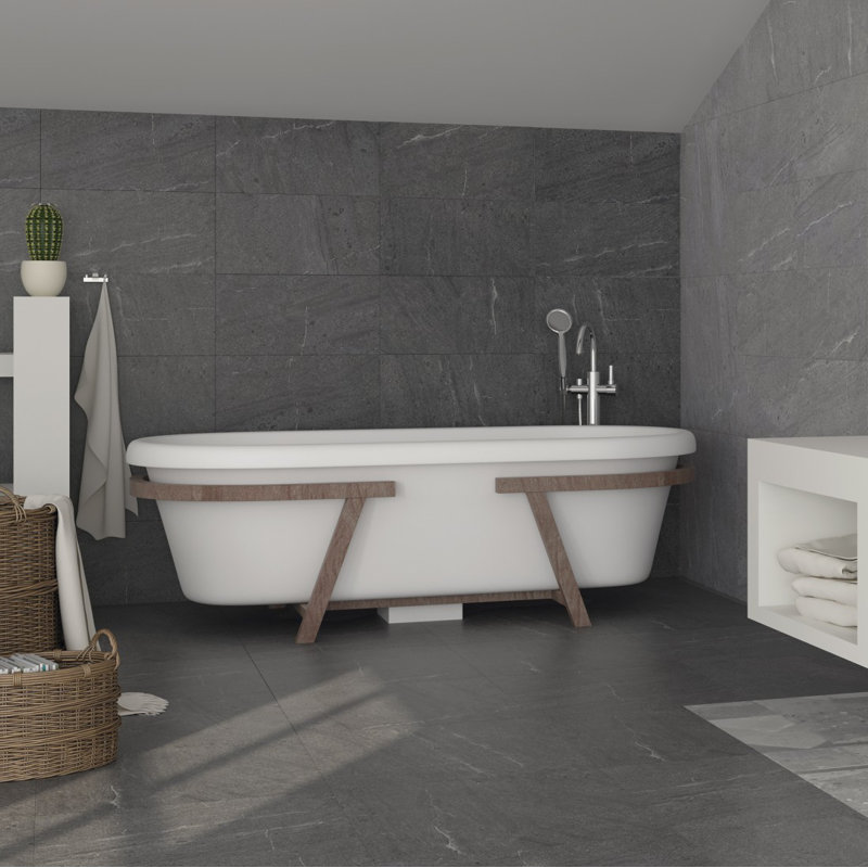 Carreau de mur et de plancher en porcelaine de qualité supérieure 24 po x 48 po, Gris