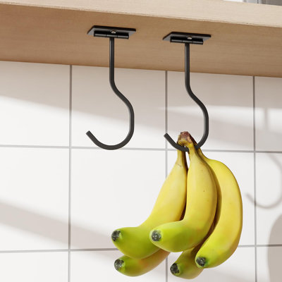 Paquet de 2 crochets de banane auto-adhésifs en métal