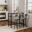 Ensemble de table de bar et de chaises, table carrée avec 2 tabourets, ensemble bistro pour 2 personnes, espace pour la cuisine, petit-déjeuner, salon, salle de fête, gris