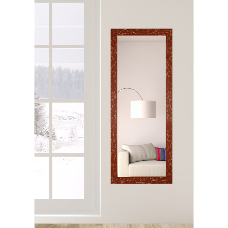 Renegar Solid Wood Flat Mirror, Brick Red, 63" H x 25" W