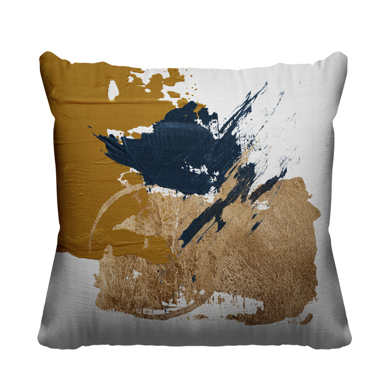 Coussin décoratif intérieur / extérieur Lexington Avenue, L 15 po x H 15 po, Jaune / doré / blanc