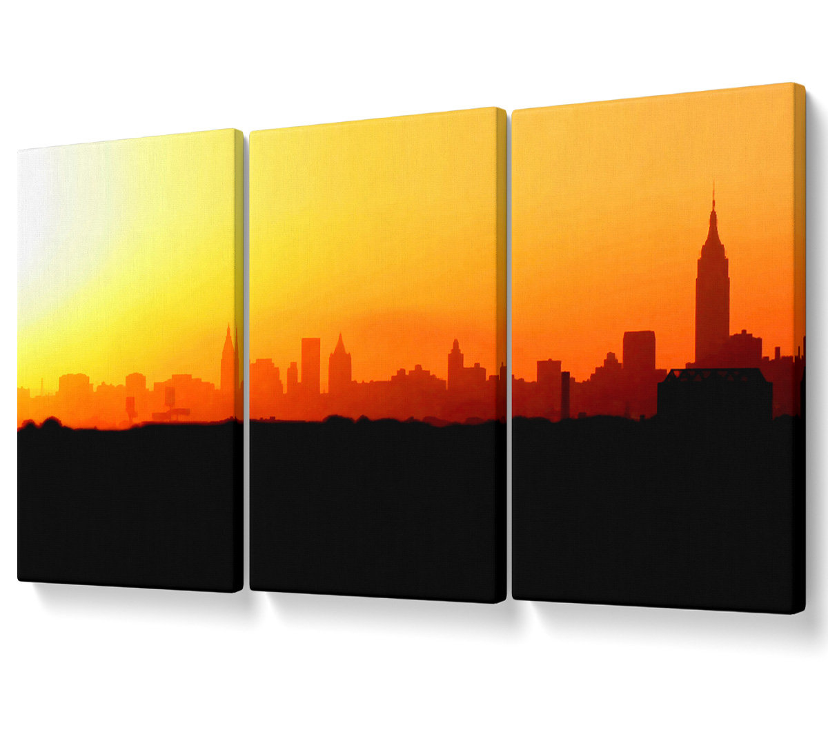 Ebern Designs Sunrise the City - 3 Piece Wrapped Canvas Graphic Art ...
