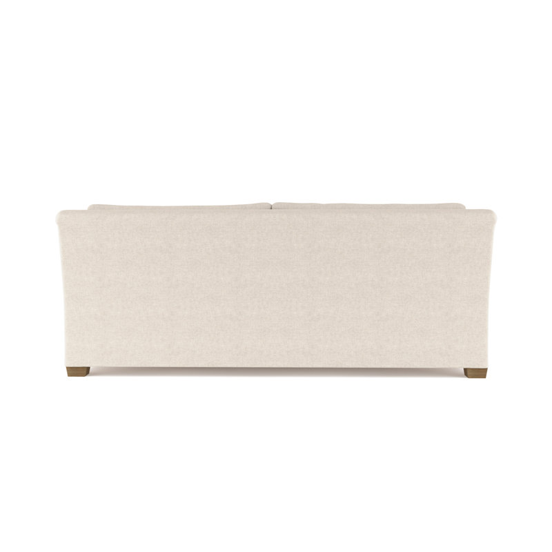 Canapé Thompson, Lin à tissage carré imprimé bleu, H 32 po x l 84 po x P 41 po, Brun foncé