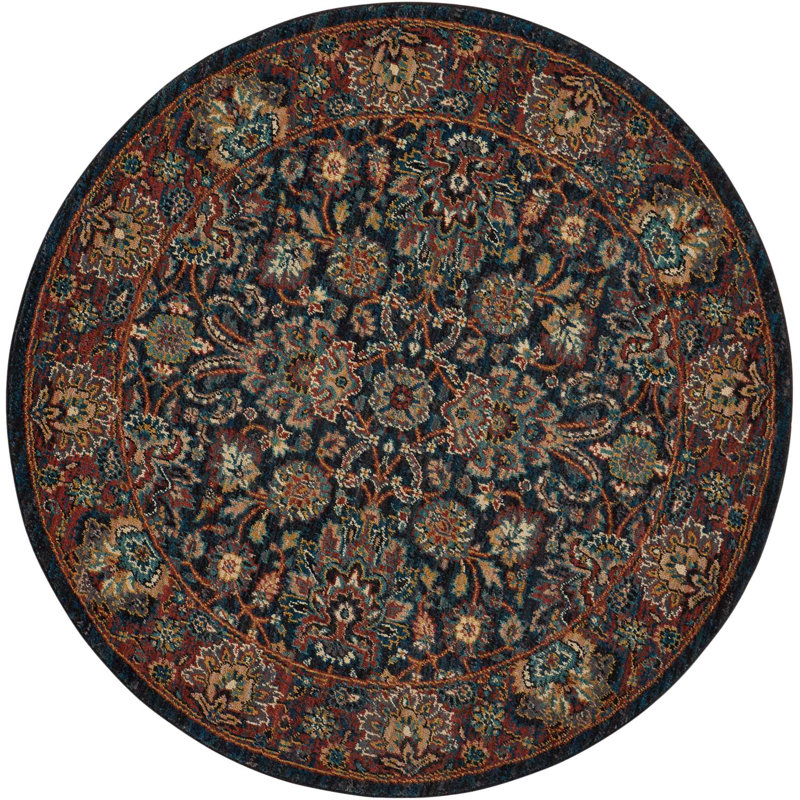 Tapis oriental brun tissé à la machine, Rond 5 pi