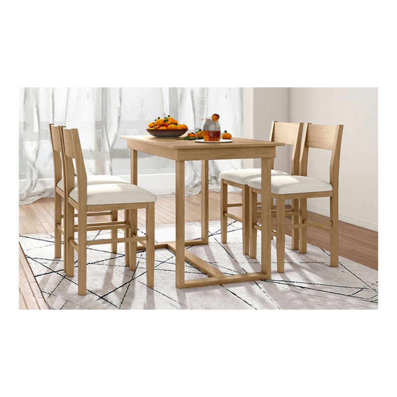 Ensemble de table de salle à manger à hauteur de comptoir 5 pièces Farmhouse avec 1 table rectangulaire et 4 chaises pour petits espaces