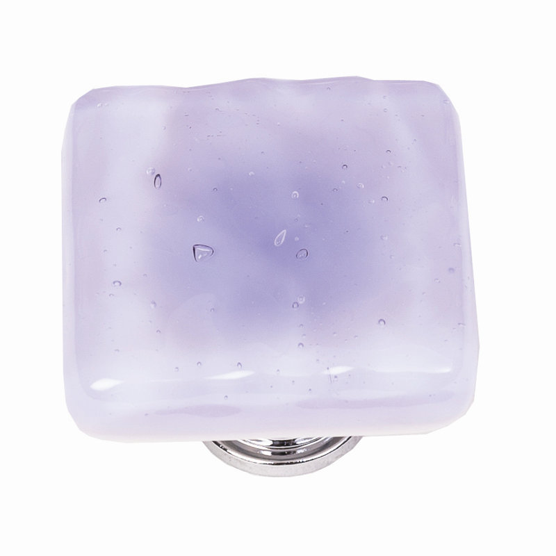 Deep Cobalt Blue Glass Square Knob with Polished Chrome Mount