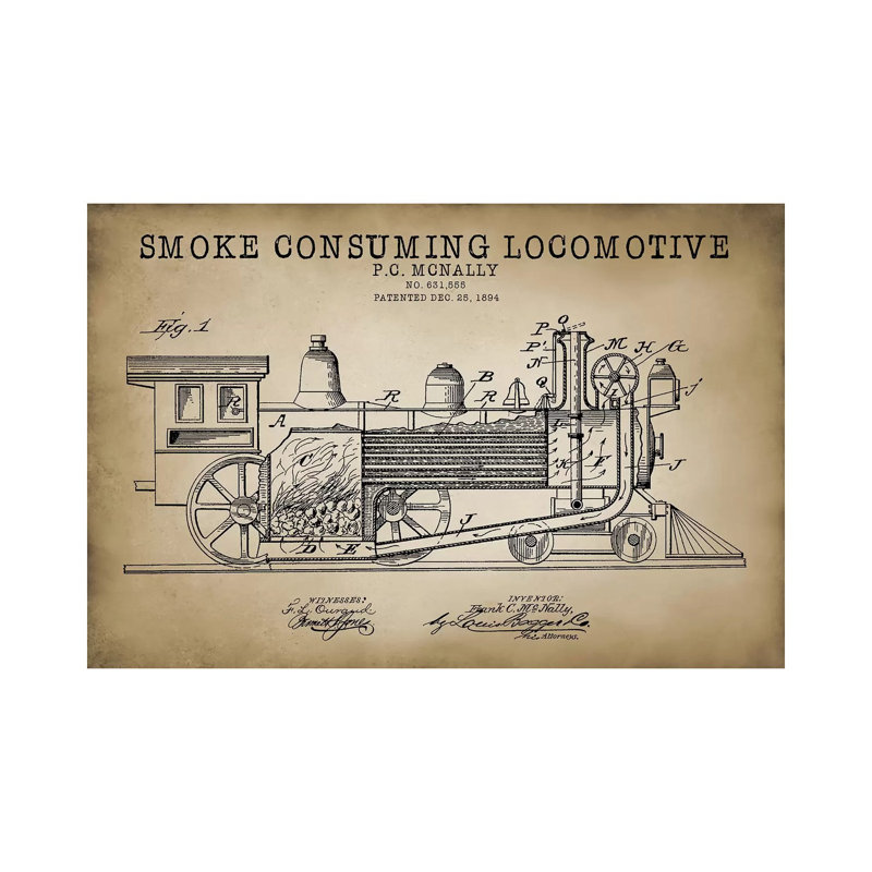 Smoke Consuming Locomotive, 1894, Beige 1 Piece Wrapped Canvas Wall Art, 66.04 cm H x 45.72 cm W x 1.91 cm D