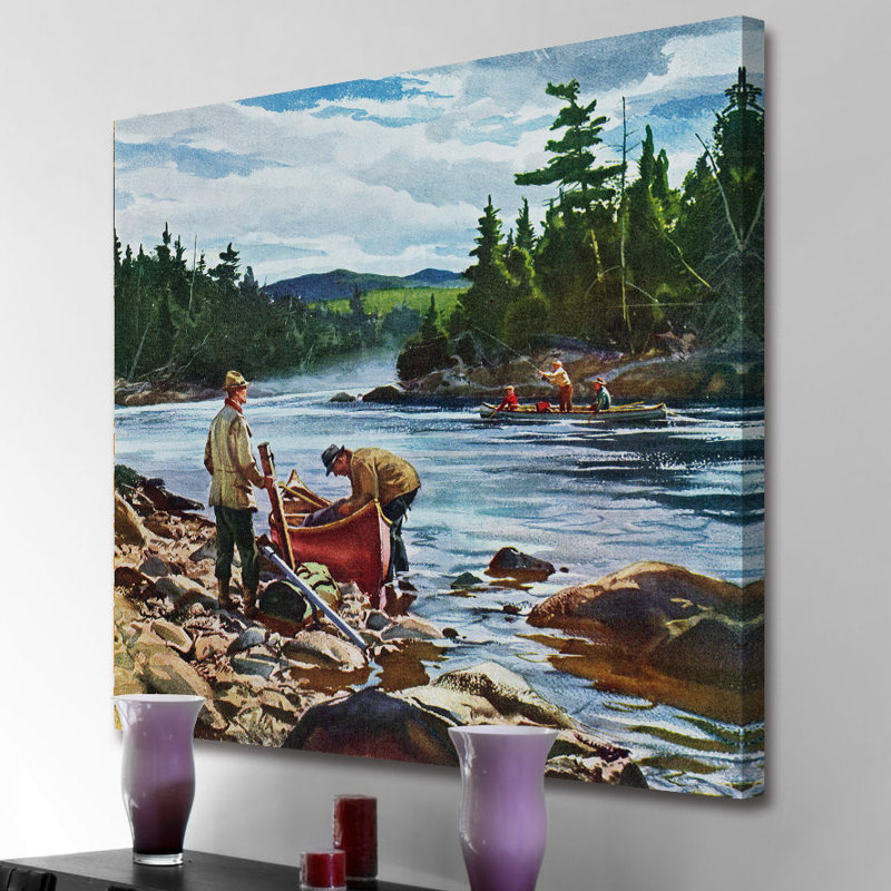 " Fishing Hole " by Curtis Publishing, 48" H x 48" W x 1.5" D