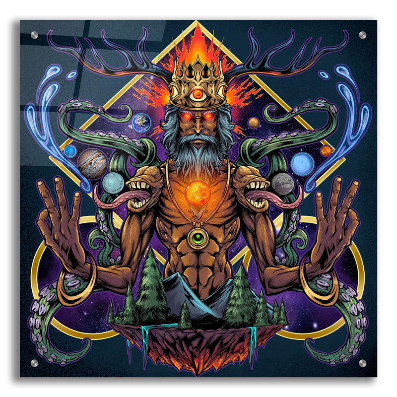 Méditation psychédélique mystique sur plastique / acrylique par Flyland Designs Print, H 24 po x l 24 po x P 0,2 po