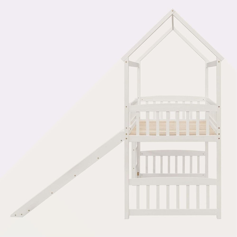 Lit mezzanine avec glissade Kitzie, Blanc