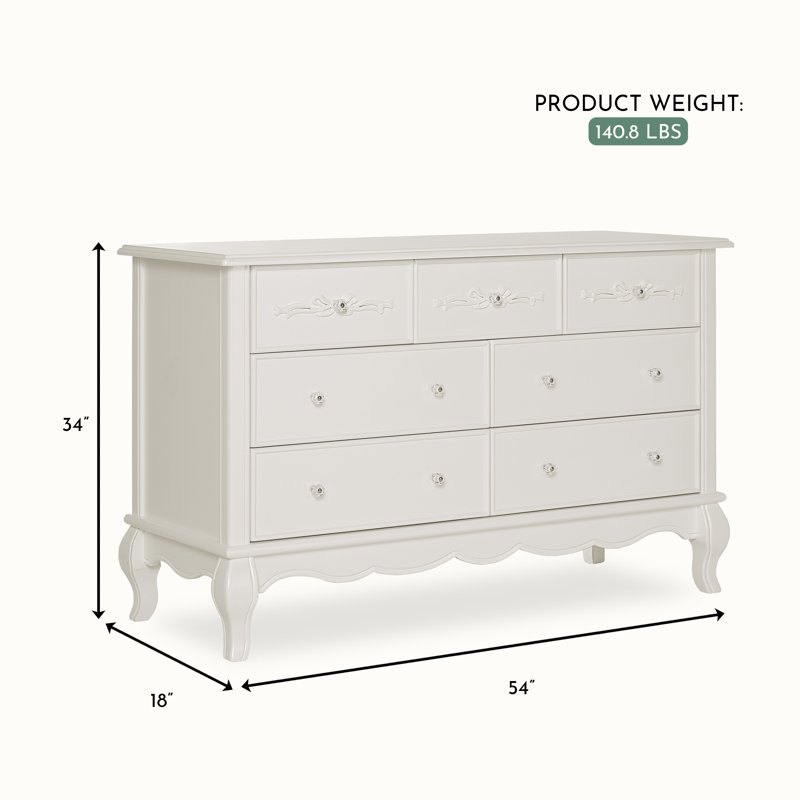 Enchanted Ivory Lace Double Dresser with Dovetail Drawers