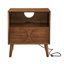 Table de chevet cannelée Mid-Century moderne avec chargement USB et 4 pieds en bois, noyer