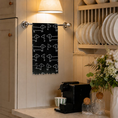  Linges de cuisine en microfibre, linges à vaisselle réutilisables absorbants, décoratifs résistants à la décoloration, 16 po x 24 po, contour noir et blanc