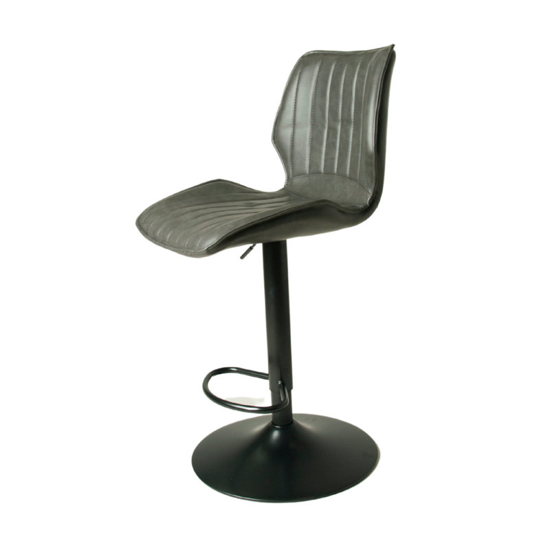Gutierez Gas Lift Bar Stool Vegan Leather Grey SET OF 2, Grey