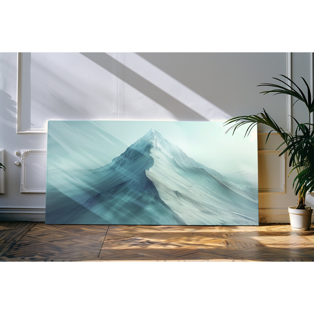 Gerahmtes Bild auf Leinwand 120x60cm Gipfel Berggipfel Berge Schnee Natur Schneegipfel