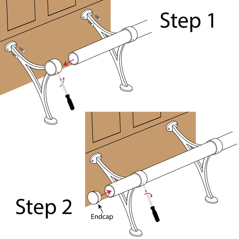 6ft Bar Foot Rail Kit Complete Undercounter Mount Hardware and Tubing, Brass