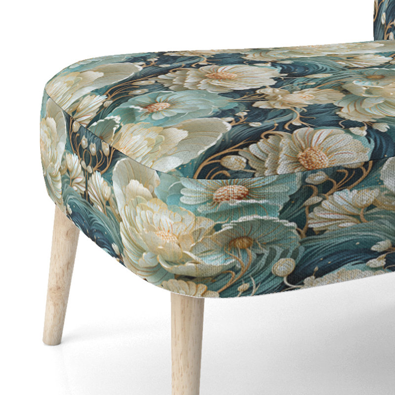 Chaise d'appoint rembourrée de style bord de mer Flower Oceanic