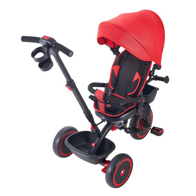 Toddler Tricycle & Stroller for 1-5 Year Old, 6-in-1 Kids Trike with Parent Push Handle, Canopy, Adjustable Seat and Storage, Tricycle for Toddlers, B