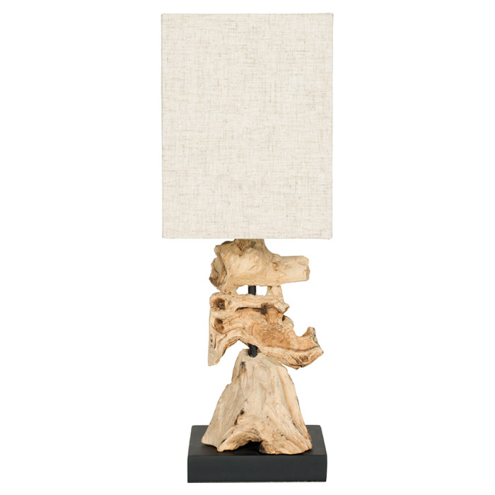Solid Wood Lamp, Bleach, Linen