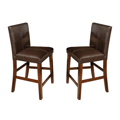 Upholstered Counter Stool with Solid Wood Frame
