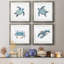 " Bubbly Blue Turtle I " 4 - Pieces Painting Print