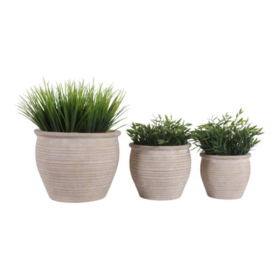Jardinière traditionnelle en terre cuite pour salon - Décoration intérieure et extérieure avec pots de fleurs pour jardin ou terrasse - Lot de 3, 25 cm, 20 cm, 15 cm