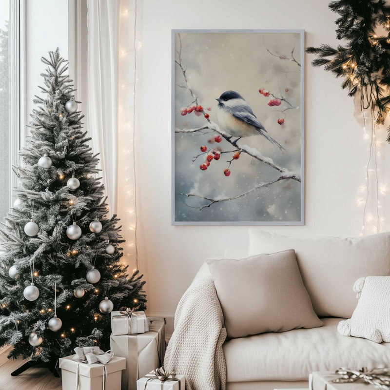 «One Winter Songbird», reproduction d'art, Or poli, 11 po x 14 po