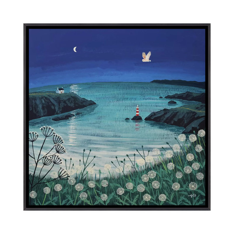 «Time and Tide» par Jo Grundy - reproduction d'art, Pas de tapis, H 18 po x l 18 po x 1,5 po, Toile avec cadre noir patiné