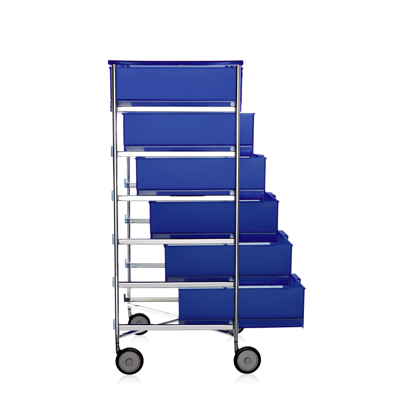 Mobil Drawer Storage, Translucent Cobalt, With Wheels, 6 Hi