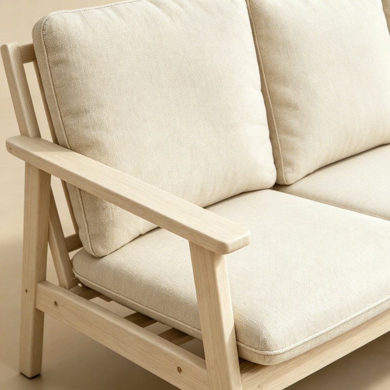 Ensemble de conversation de patio 4 pièces avec assise profonde et table basse, structure en bois massif