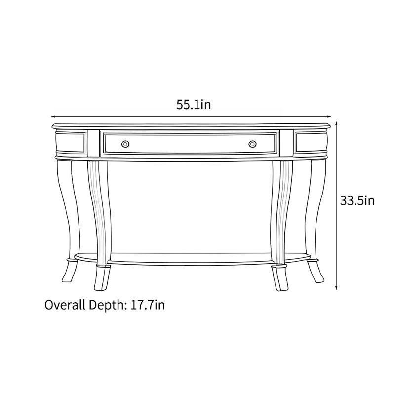 Console américaine de style rétro brun, H 33,5 po x l 55,1 po x P 17,7 po